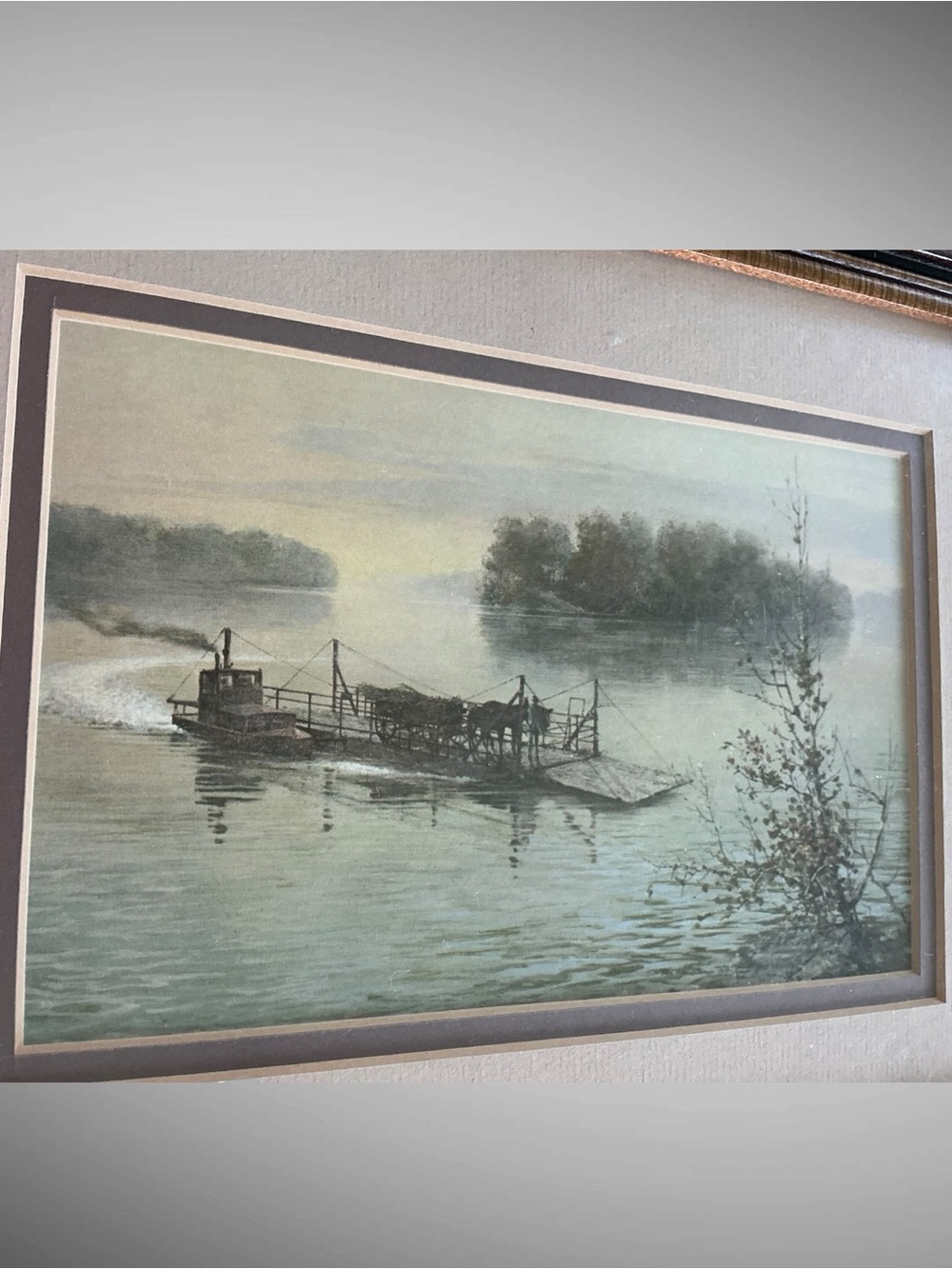 Vintage Ben Hampton “Bridgeport Ferry” Framed Tennessee River Print